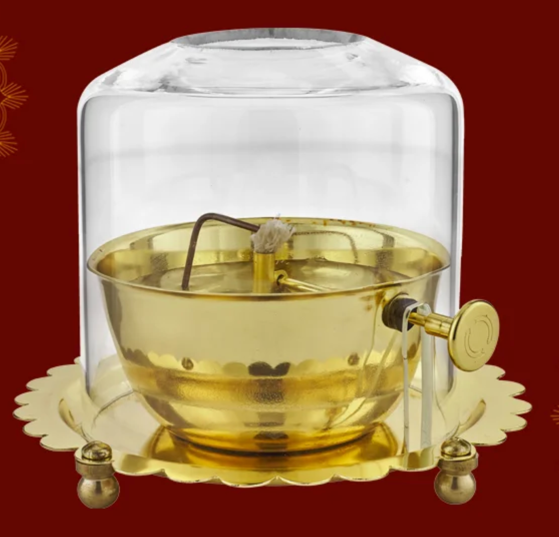 Akhand Diya & Glass Cover - 100% Pure Brass (पीतल) - BUY 1 GET 1 FREE - PACK of 2