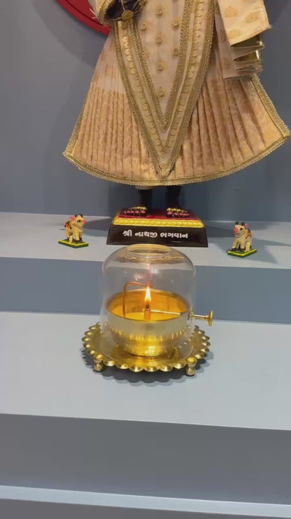 Akhand Diya & Glass Cover - 100% Pure Brass (पीतल) - BUY 1 GET 1 FREE - PACK of 2