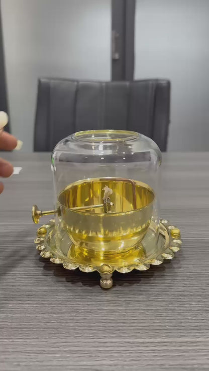 Akhand Diya & Glass Cover - 100% Pure Brass (पीतल) - BUY 1 GET 1 FREE - PACK of 2